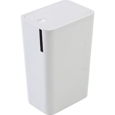 Cestino bagno da 8 litri in plastica bianca con coperchio Push (1/4)