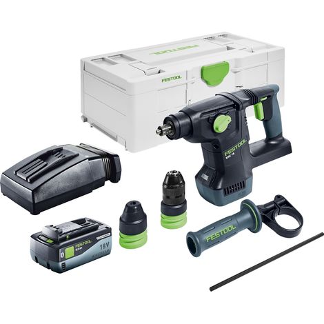 Martello pneumatico a batteria Festool KHC 18 EB Basic 18 V 2,6 J Plus Brushless + 1x batteria 8,0 Ah + caricatore + systainer