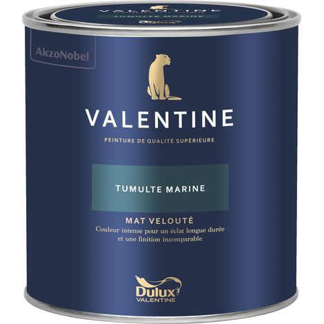 Dulux Valentine Peinture intérieure de haute qualité - Valentine - Couleur intense & pouvoir couvrant élevé - Mat Velouté Tumulte Marine 0,5 L