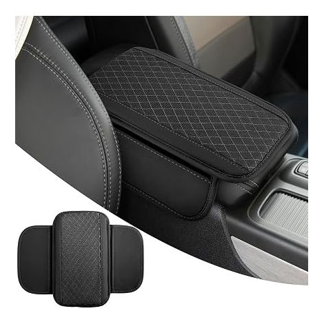 Coussin d'accoudoir de voiture sacs de rangement latéraux, accoudoir en cuir respirant pour voiture, tapis de protection universel pour véhicules, camions, voitures, accessoires (1/5)