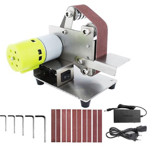 Geevorks Mini-Bandschleifer, elektrische Schleif-, Polier- und Schleifmaschine mit 7 variablen Geschwindigkeiten und 10 Schleifscheiben