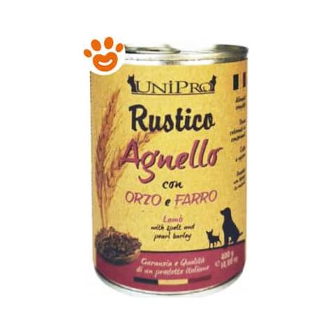 Unipro Dog Rustico Agnello Orzo e Farro - Lattina 400 Gr -