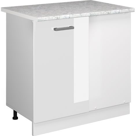 Armario de esquina R-Line, Blanco alto brillo, 86 cm , ET Mármol, Vicco