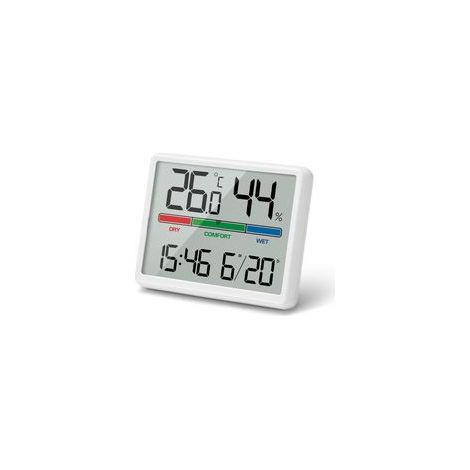 Lntyq 4.5" Reveil Numerique à Piles LCD Portable, Mini Horloge Numérique avec Température Humidité Date Alarme Fonction Snooze, Réveil Digitale avec Hygromètre Thermomètre d\'intérieur