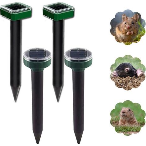 4pcs Solaire Repulsif Taupe, Répulsif Taupe Solaire à Ultrason, IP65 Étanche Répulsif Solaire de Taupe, Répulsif Serpent Ultrason, Répulsif Solaire pour Anti Taupe
