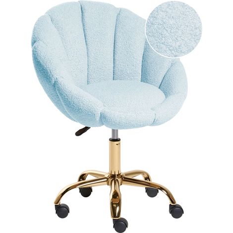 Office Swivel Chair Light Blue Boucle with Starbase Adjustable Height Modern Design Home Office ANNABELLE