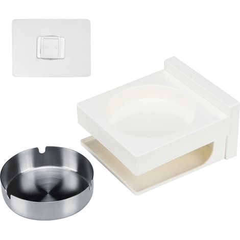 Cendrier mural pour salle de bain multifonction avec support et rangement, design moderne en métal et plastique argenté (1/5)