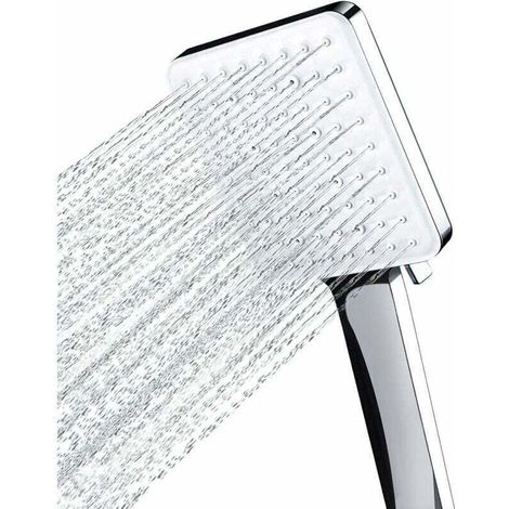Pommeau de Douche, Grande Pommeau Douche Carrée avec Commande à Une Main, Pommeau de Douche Haute Pression avec 6 Modes de Douche, Chromés (1/4)