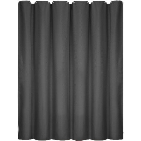 Rideau de douche - 180x200 cm - Rideaux de salle de bain - Motif à carreaux - Polyester - noir - Imperméable - Anti-moisissure - Avec 12 crochets - Lavable - Pour salle de bain (1/5)
