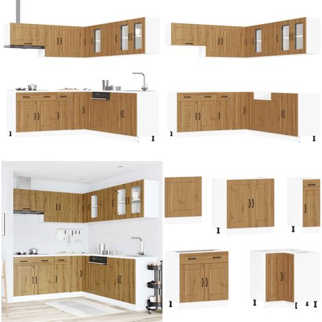 vidaXL 11-tlg. Küchenschrank-Set Kalmar Artisan-Eiche Holzwerkstoff
