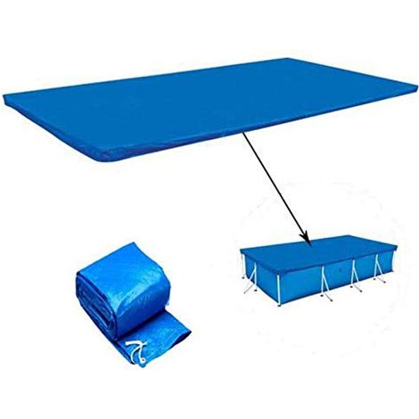 Bâche Piscine Rectangulaire 260x170x61cm, Baches Solaire Piscine de Protection Couverture Piscine Imperméable Antipoussière Coupe-Vent pour Piscine Gonflable Rectangulaire Fast Set,Bleu (1/5)