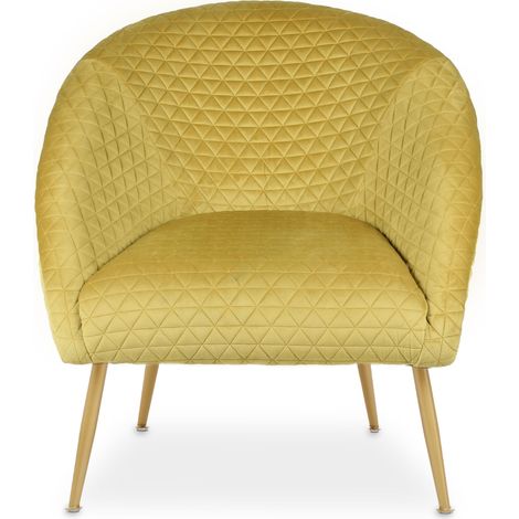 Interiors by Premier Gold Occasional Arm Chair with Curved Back, Velvet Upholstered Chair, Indoor Lounge Chair for Living Room (1/5)
