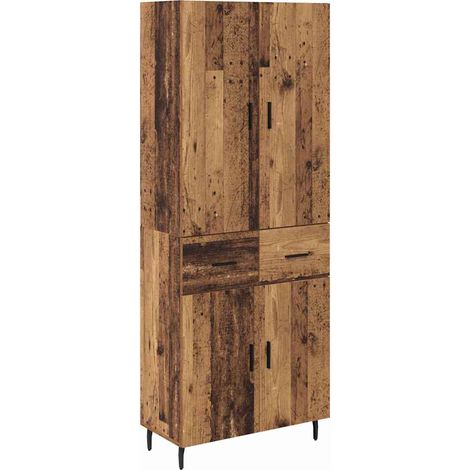 2 pcs Armoires Hauts de rangement - Armoires De Chambre Bois Ancien Bois Aggloméré et Verre fr6759 - Maison La Vie (1/5)