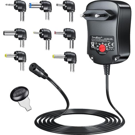 Adaptateur Secteur Universel 3V 4.5V 5V 6V 7.5V 9V 1500mA 12V 1250mA 15W DC Alimentation pour routeur de Haut-Parleur de Clavier de caméra IP de sécurité CCTV de l'électronique Domestique (1/5)