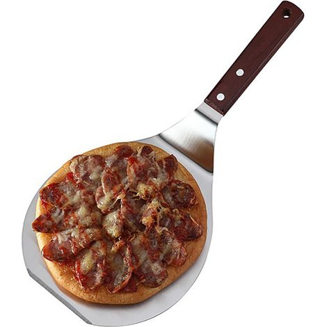 Spatule à pizza en acier inoxydable avec manche en bois, pelle à pizza multifonction en métal, spatule à gâteau, outil de transfert (1/5)