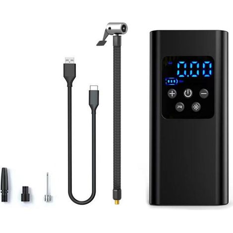 Pompe à air électrique portable rechargeable 6000mAh 150PSI avec écran LCD et lumière LED pour vélo voiture ballon (1/5)