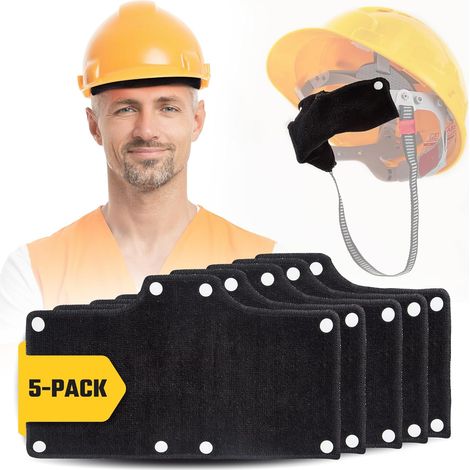 Lot de 5 bandeaux anti-transpiration en coton 100 % éponge velours, sous-casque de chantier, confortables pour homme et femme (1/3)