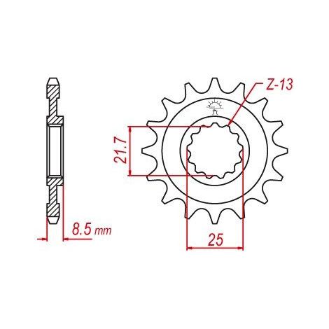 Pignon Kawasaki - 525 - 15 Dents - Similaire JTF1537 - Made in Germany