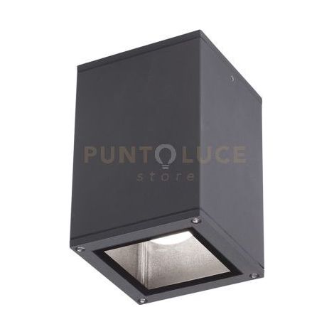 GES1010- PLAFONIERA QUADRATA IN ALLUMINIO COLORE GRIGIO ANTRACITE 1 LUCE ATTCCO E27 IP65