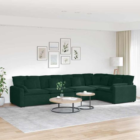 Modulares Sofa mit Kissen Samt Dunkelgrün