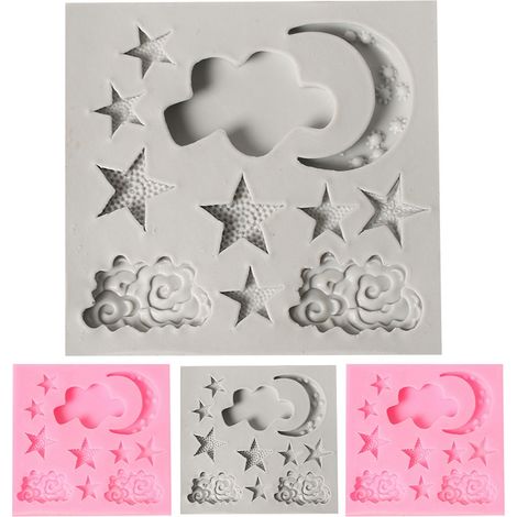 Silikon-Kuchenform mit Stern-, Mond- und Wolkenmuster, Schokoladenbackform, DIY-Formenherstellungswerkzeug (1/5)