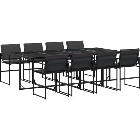 Maison Exclusive - Set da Pranzo da Giardino 9 pz con Cuscini Nero in Textilene