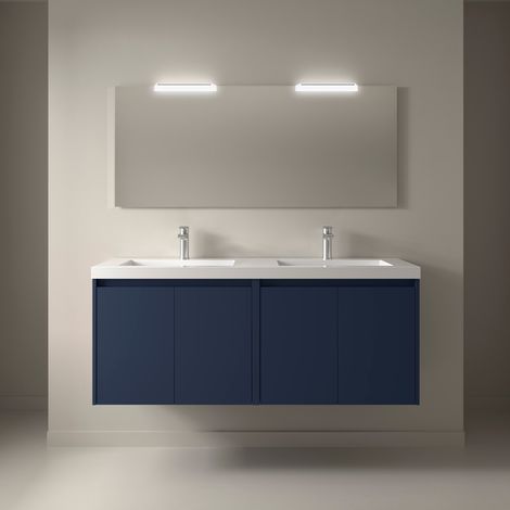 Badezimmermöbel NOJA 1400 4 Türen BLUE SATIN + Waschtisch + Spiegel