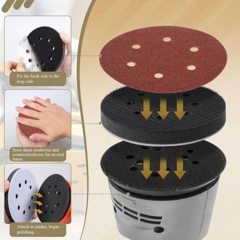 Tampon ponçage souple - Lot 4 - 125mm 8 trous - Interface mousse - Convient pour ponceuse Aucuneary (1/5)