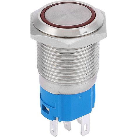 Interrupteur à bouton métallique LED 16 mm, 5 V, à réarmement automatique, 1 contact NO 1 contact NC, adapté à la modification automobile. (1/5)