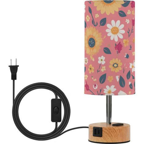 linqin Petite lampe de table tournesol rose vif pour chambre à (1/5)
