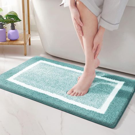 Tapis de bain pour baignoire ou plateau de douche antidérapant et à séchage rapide, grâce à ses absorbants et douces microfibres. (40 x 60 cm, vert) (1/5)