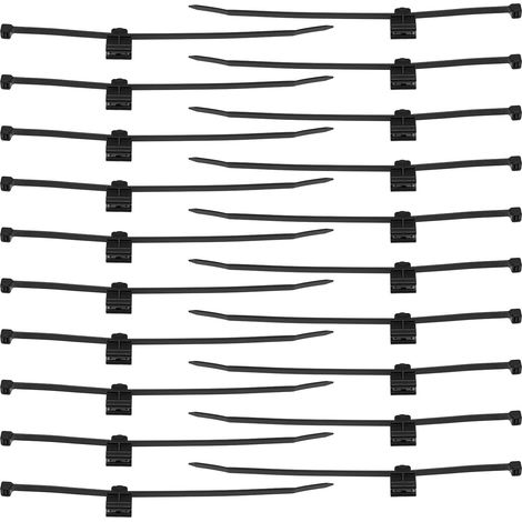 20 staffe per fascette e 20 fascette da 20 cm per fissare i cavi - Nere (1/5)