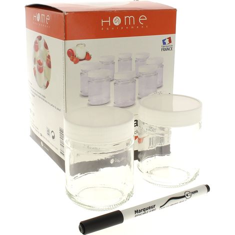 Lot de 8 pots pour yaourtière – Compatibles avec modèles Universal – Dimensions : 12cm de hauteur, 8cm de diamètre – Matériau en polypropylène