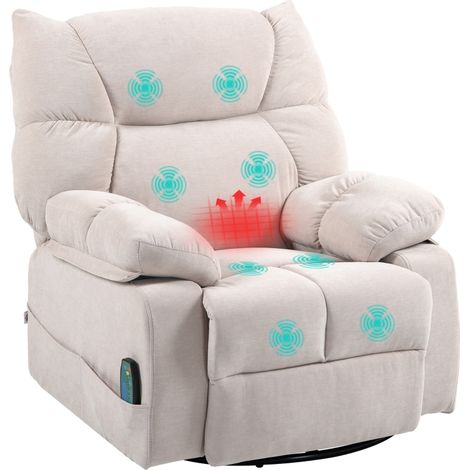 Poltrona Reclinabile con Poggiapiedi, Massaggio e Riscaldamento con 5 Programmi e 8 Punti Vibranti, Beige (1/4)