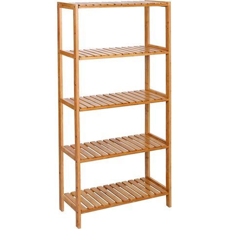 Étagère de Rangement, Meuble à Chaussures à 5 Niveaux, Support pour Plantes, Multifonction, pour Entrée, Salle de Bain, Balcon, Cuisine, 26 x 60 x 130 cm, Naturel
