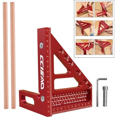 Équerre de charpentier multi-angles 3D, règle à tracer, règle à onglet, règle de mesure de 22,5 à 90 degrés pour ingénieurs, charpentiers et artisans (1/5)