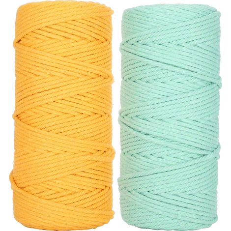 Corde en coton naturel de 3 mm, 100 mètres, fil de coton naturel monobrin enduit de crème, pour le tissage de dentelle et les travaux manuels. (1/5)