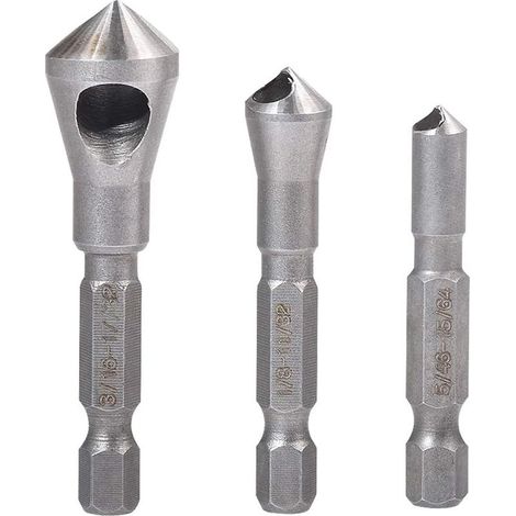 Fraise conique d'ébavurage Outil Lot de forets à tige hexagonale 1/10,2 cm à chanfreiner Outil de foret 5/162,6 cm 1/20,3 cm 3/40,6 cm (lot de 3) (1/5)