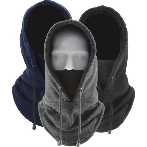 Ensemble de 3 cagoules d'hiver, capuche chaude et coupe-vent, cache-cou pour le vélo et le ski, cadeau idéal pour Noël/Halloween/Ne (1/5)