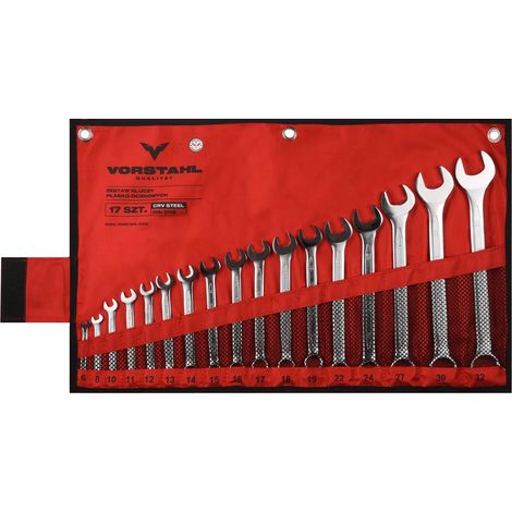 Jeu de clés plates en acier au chrome-vanadium, 17 pièces, 6-32 mm, Vorstahl (1/4)
