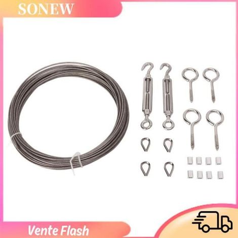 Kit De Suspension Pour Guirlandes Lumineuses - Câble Acier Inoxydable 304 - Pour Extérieur Intérieur Jardin Terrasse - 1 Pièce (1/5)