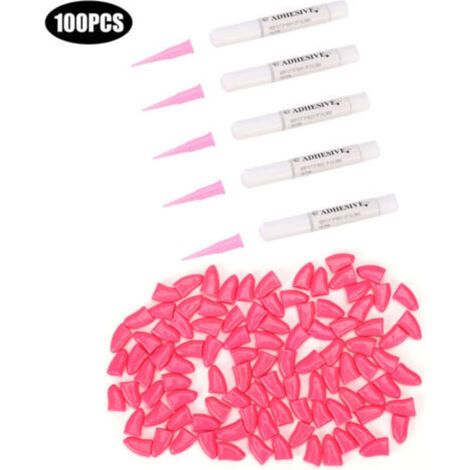 Couverture d'ongles en PVC souple pour chien, 100 pièces, capuchon de griffe de patte, accessoire de toilettage (rose foncé L) (1/4)