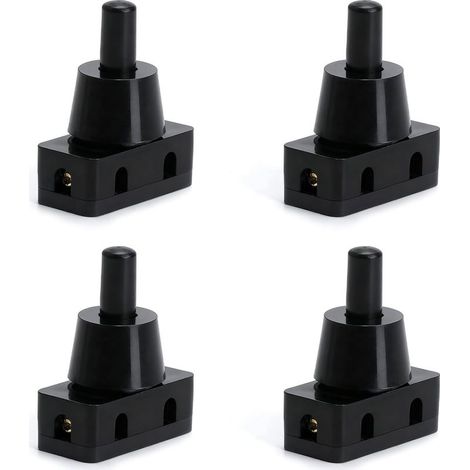 4 Stück 250 V 10 A IP20 Drucktaster mit integrierten Druckschaltern, Mini-Druckschalter mit Mutter, Einbau-1-poliger Druckschalter für Tischlampen, Haushaltsgeräte, Möbel, Schwarz (1/5)