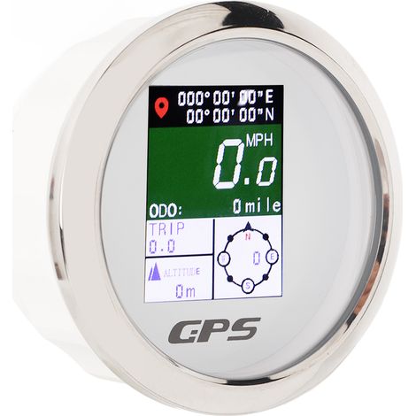 Compteur de vitesse GPS 85 mm 9-32V écran TFT affichage numérique pour yacht voiture aménagée moto cadran blanc (1/5)