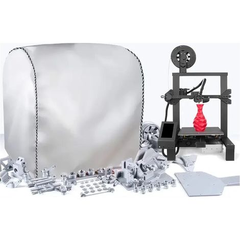 (Argent, 55 x 55 x 55 cm) Housse robuste pour imprimante 3D portable, anti-poussière (1/5)