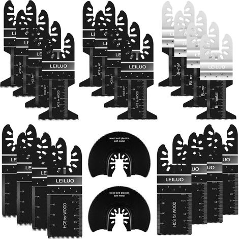 24-Piece Multitool Accessories for Wood, Metal, and Plastics - Quick-Release Oscillating Tool Accessory Kit - Fits Dewalt, Worx, Rockwell, Milwaukee, Makita, Ryobi, Silverline, Black & Decker, etc.