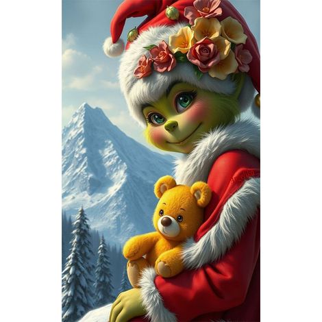 Rideau/drapeau de porte de Noël 2026, fond photo intérieur/extérieur avec motif monstre vert - 90180cm - LMGBJB-17