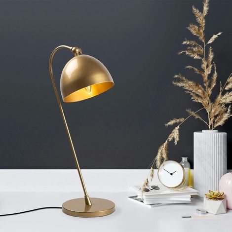 Lampe de chevet vintage cuivrée, abat-jour rond orientable SILE (1/5)