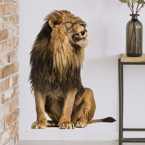 Autocollants muraux réalistes en forme de lion, amovibles, à décoller et à coller, décorations murales pour la maison