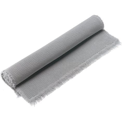 Tapis de Bain en Coton Gris Clair 54 x 110 cm - Sortie de Douche à Franges Motif Grain de Riz - PANGIVO (1/2)